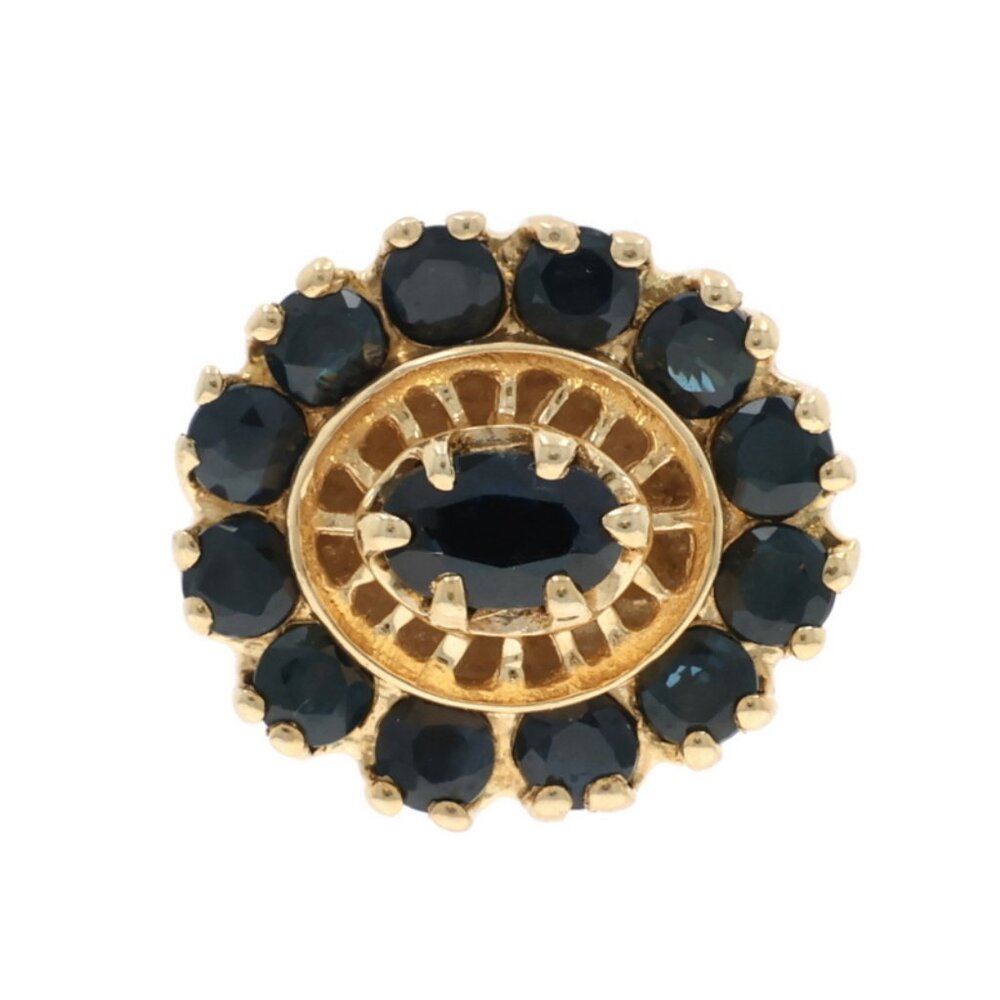 Richard Klein Sapphire Halo Slide Charm - Yellow Gold 14k Oval Rd 1.79ctw Floral
